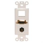 1 Port Keystone Plate+VGA+3.5 Stereo Jacks-White