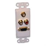 HDTV WALL PLATE (1)HD-15/'F'+(2)RCA/WHT