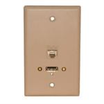 Std. Wall Plate HDMI + Cat5e; Solderless - Ivory