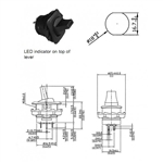 "Philmore 30-10722 Round Paddle Toggle Switch,SPDT 6A,ON-OFF-ON,LED Red"