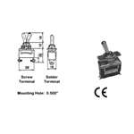 "Philmore 30-1110 Stnd Size Toggle Switch,SPDT 15A@120V,ON-ON,Solder"