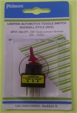 "Philmore 30-12174 Illunimated Duckbill Toggle Switch,SPST,ON-OFF,Red"