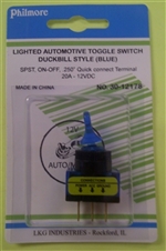 "Philmore 30-12178 Illuminated Duckbill Toggle Switch,SPST,ON-OFF,Blue"