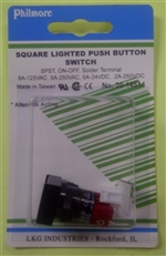 "Philmore 30-14514 Sqr Lighted Push Button Switch,SPST 8A @125V,OFF-ON"