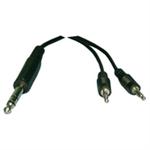 Philmore 44-251 Y Adapter 1/4" Stereo Male To Two 3.5mm Mono Male
