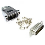 DB15 Male Connector Kit (Solder Type) Metalized Plastic Hood