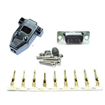 DB9 Male Connector Kit (Crimp Type) Metalized Plastic Hood