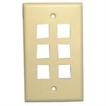 SINGLE GANG (6) PORT WALL PLATE-IVORY