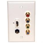 HDMI+(3) RCA Comp.+'F' + 3.5mm St. Jack  Wall Plate
