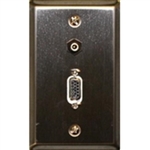 Philmore Single Gang Stainless Steel Wall Plate with HD15 (VGA) & 3.5mm Stereo Jack; 75-1078