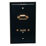 Std. Wall Plate HDMI + VGA; Solderless - Black