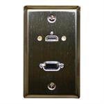 Std. Wall Plate HDMI + VGA; Solderless - Stainless Steel