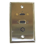 "Stainless Steel Wallplate w/ HDMI, VGA, 3.5mm : 75-642"