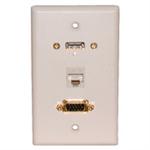 Std. Wall Plate HDMI + VGA + Cat5e; Solderless - White