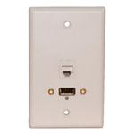 Std. Wall Plate USB + RJ12; Solderless - White