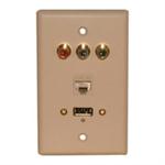 Std. Wall Plate HDMI + Component Video + Cat5e; Solderless-Ivory