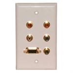 Std. Wall Plate VGA + Component Video/Audio; Solderless - White