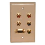 Std. Wall Plate VGA + Component Video/Audio; Solderless - Ivory