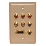 Std. Wall Plate VGA + Component Video/(2) Audio; Solderless-Ivory