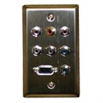 Std. Wall Plate VGA + Component Video/(2) Audio; Solderless-Stainless Steel