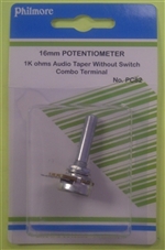 Philmore PC82 Miniature Potentiometer 1K Audio 16mm