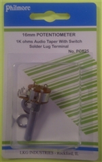 Philmore PC825 Miniature Potentiometer 1K Audio W/Switch 16mm