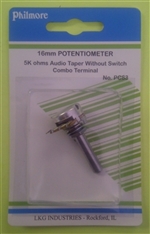 Philmore PC83 Miniature Potentiometer 5K Audio 16mm