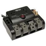 "Protect It! Surge Protector with 6 Outlets (2-fixed, 4-rotatable), 6-ft. Cord, 1440 Joules, Tel/Modem/Coax Protection"